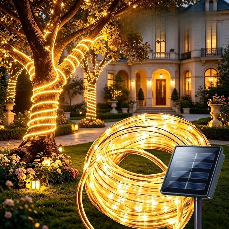 1 pièce Guirlande Lumineuse Solaire à Cordon d'Extérieur, Lumière de Jardin, Lumière pour Tuyau d'Eau, 8 Modes, IP65, Deux Couleurs Disponibles, Tube Transparent Flexible Adapté aux Jardins, Arrière-cours, Patios, Terrasses, Porches, Piscines, Décoration d'Arbre, Thanksgiving, Halloween · photo 12