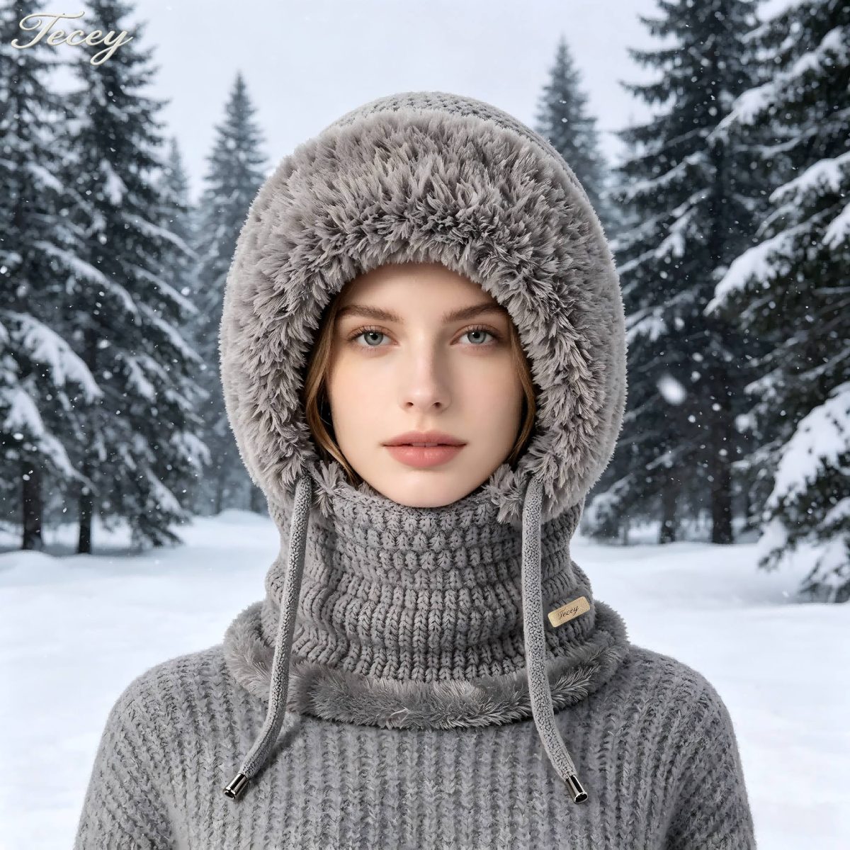TECEY Pull d'hiver une pièce à capuche pour femmes, doublure en peluche, idéal pour le shopping, les voyages, les trajets quotidiens et la marche, noir classique polyvalent avec diverses manteaux, coupe élégante et ajustée, crée facilement une ambiance hivernale · photo 4