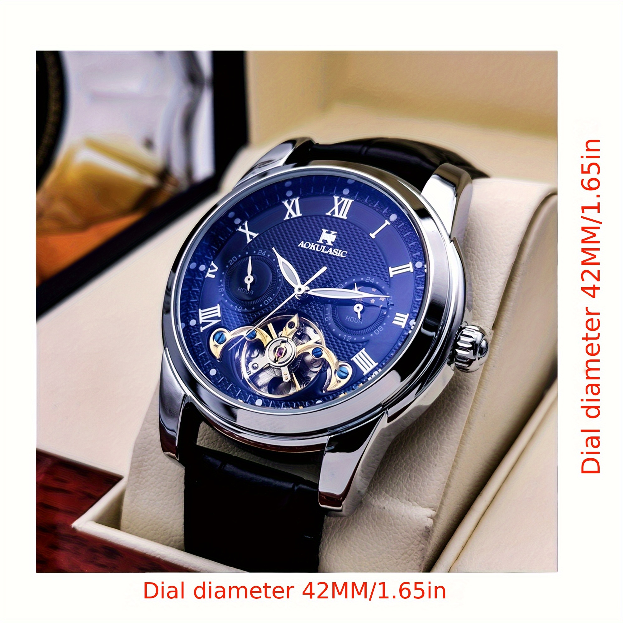 Montre mécanique automatique à tourbillon, cadran squelette · photo 3