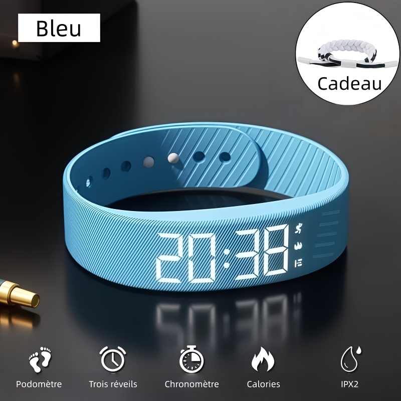 Montre bracelet LED numérique sport, podomètre et chrono · photo 6