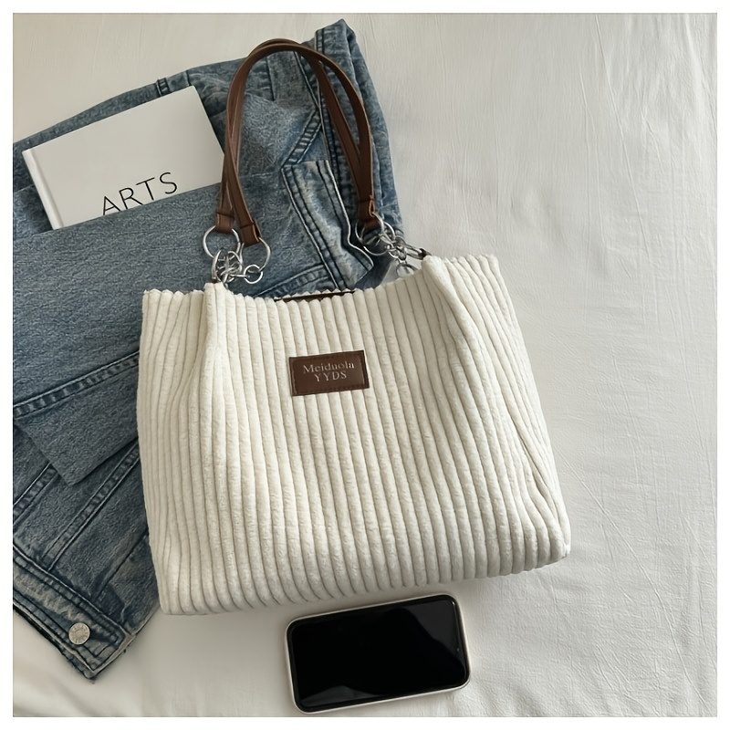 Sac bandoulière en velours côtelé pour femme, grande capacité, sac fourre-tout pour le quotidien · photo 11