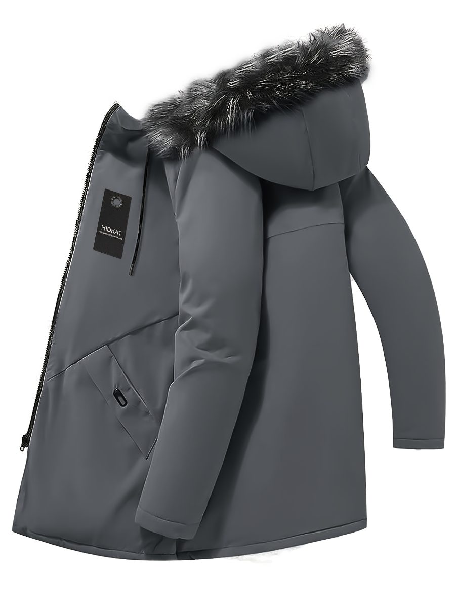 Manteau Parka à Capuche pour Homme, Longueur Moyenne, Vêtement d'Extérieur Décontracté avec Bordure · photo 2