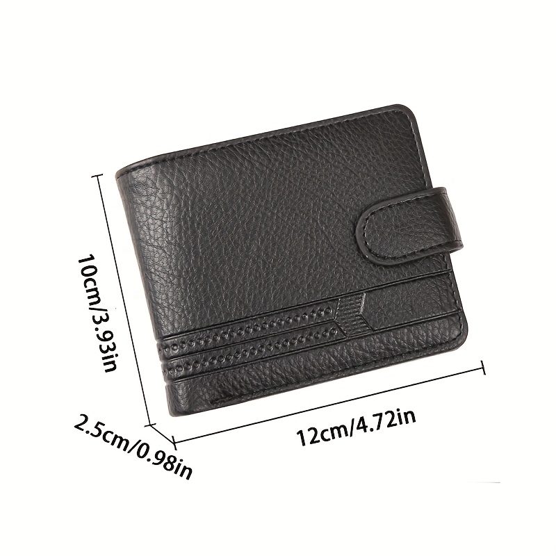 Portefeuille en PU pour Homme pour le Travail et l'Université - Porte-cartes Court Grande Capacité à Fermeture Éclair avec Boucle, Texture Litchi et Porte-monnaie à Pince, Porte-billets Compact Cadeau pour Argent, Cartes, Pièces d'Identité (Lavable à la Main, pour Événements/Jours Fériés) · photo 4
