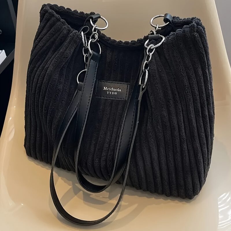 Sac bandoulière en velours côtelé pour femme, grande capacité, sac fourre-tout pour le quotidien · photo 4