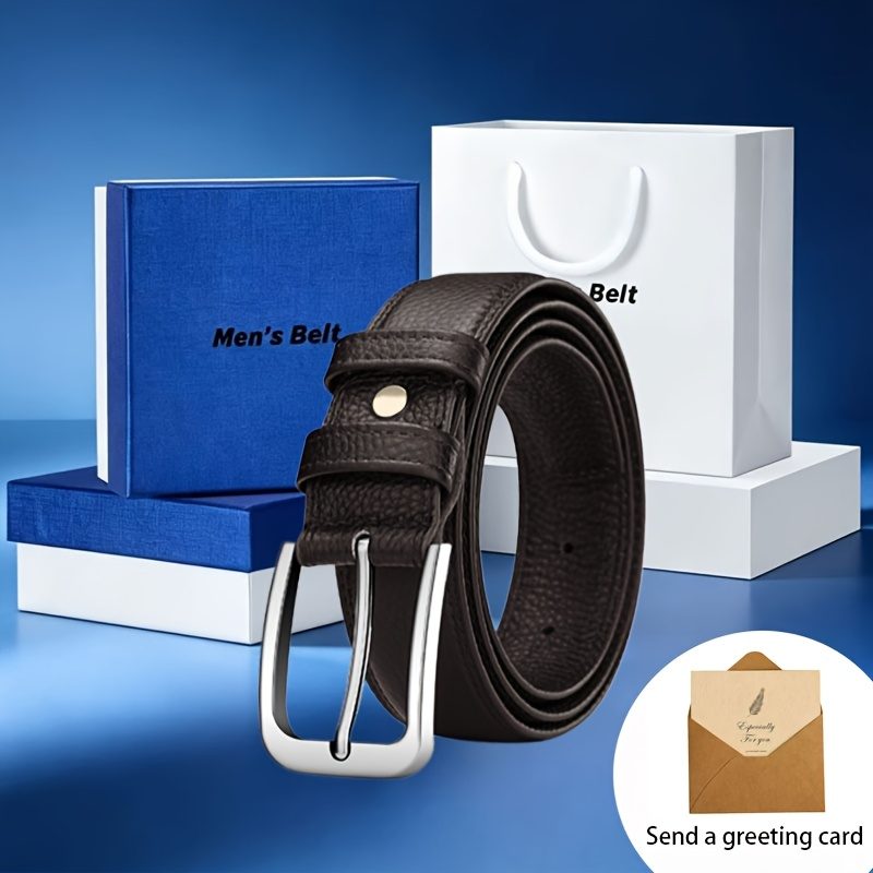 1 pantalon minimaliste classique noir à motif de litchi pour homme, ceinture polyvalente pour affaires, Saint-Valentin, ceinture de décoration quotidienne · photo 2