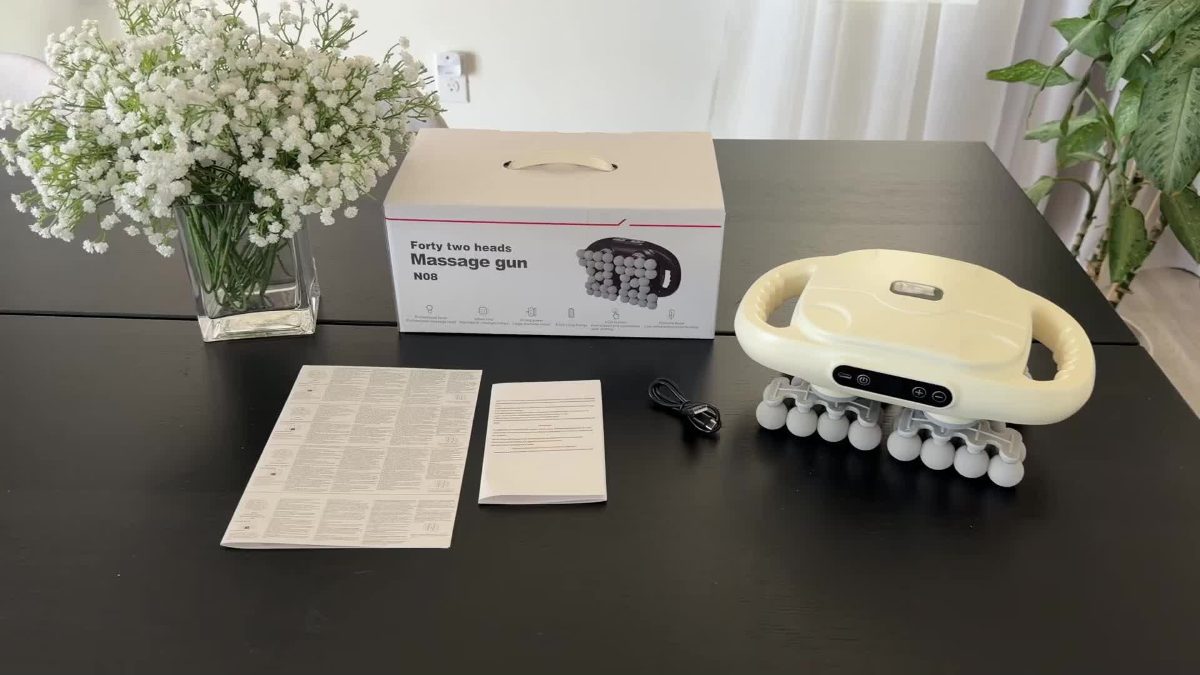 Pistolet de Massage Professionnel 42-EN-1 | Affichage Numérique LED | 9 Modes de Vitesse | Minuterie Automatique de 10 Min | Charge Rapide Type-C | Soulagement Musculaire des Tissus Profonds pour Cou Dos Épaule Jambe | Détente Fitness Bureau | Cadeau Idéal | Blanc Ivoire · photo 6