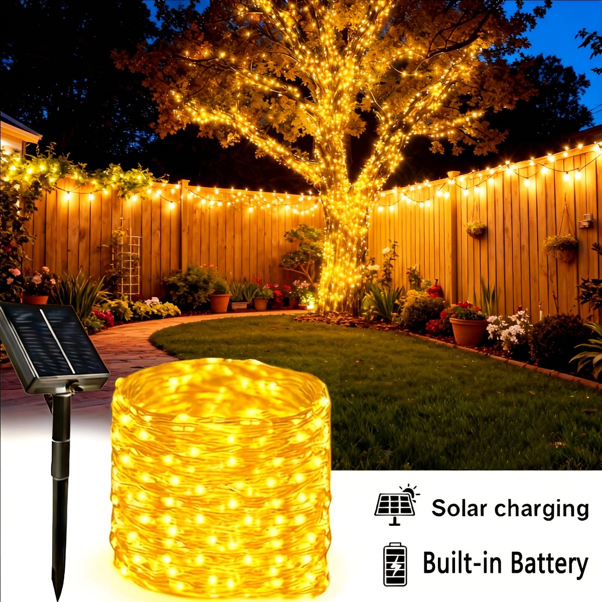 1 pièce Guirlande Lumineuse Solaire à Cordon d'Extérieur, Lumière de Jardin, Lumière pour Tuyau d'Eau, 8 Modes, IP65, Deux Couleurs Disponibles, Tube Transparent Flexible Adapté aux Jardins, Arrière-cours, Patios, Terrasses, Porches, Piscines, Décoration d'Arbre, Thanksgiving, Halloween · photo 6