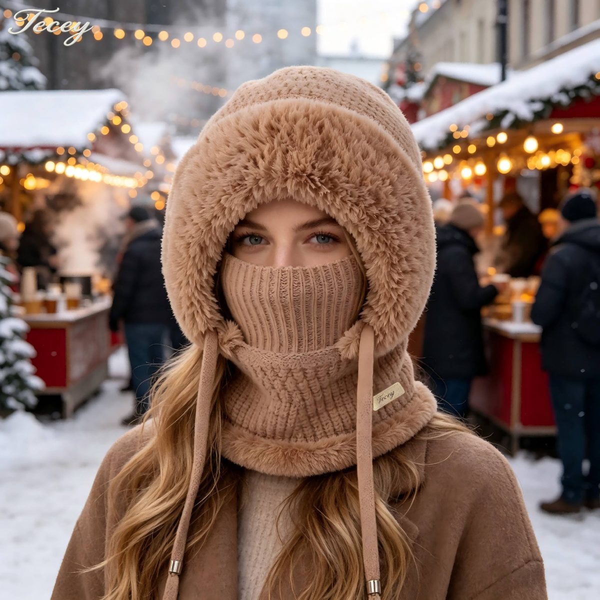 TECEY Pull d'hiver une pièce à capuche pour femmes, doublure en peluche, idéal pour le shopping, les voyages, les trajets quotidiens et la marche, noir classique polyvalent avec diverses manteaux, coupe élégante et ajustée, crée facilement une ambiance hivernale · photo 6