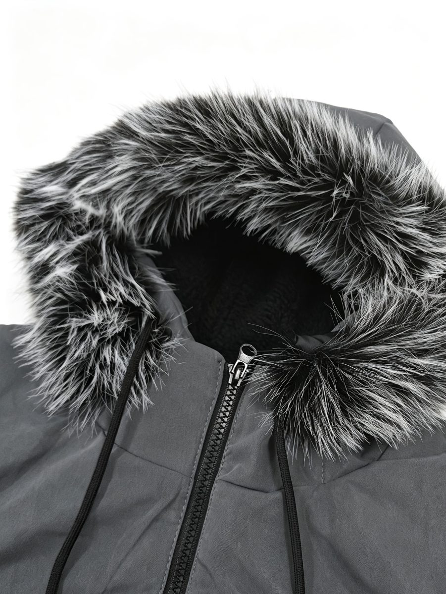 Manteau Parka à Capuche pour Homme, Longueur Moyenne, Vêtement d'Extérieur Décontracté avec Bordure · photo 3