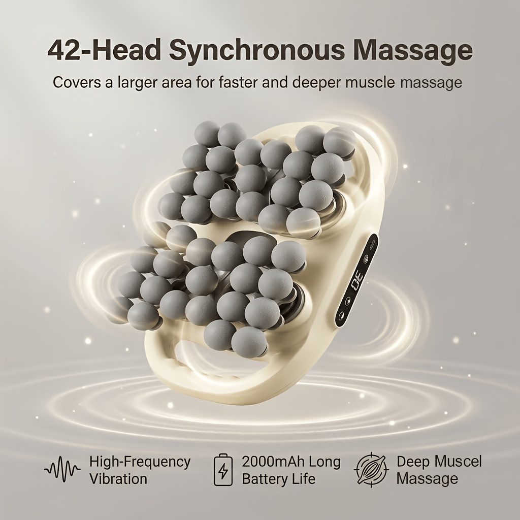 Pistolet de Massage Professionnel 42-EN-1 | Affichage Numérique LED | 9 Modes de Vitesse | Minuterie Automatique de 10 Min | Charge Rapide Type-C | Soulagement Musculaire des Tissus Profonds pour Cou Dos Épaule Jambe | Détente Fitness Bureau | Cadeau Idéal | Blanc Ivoire · photo 2