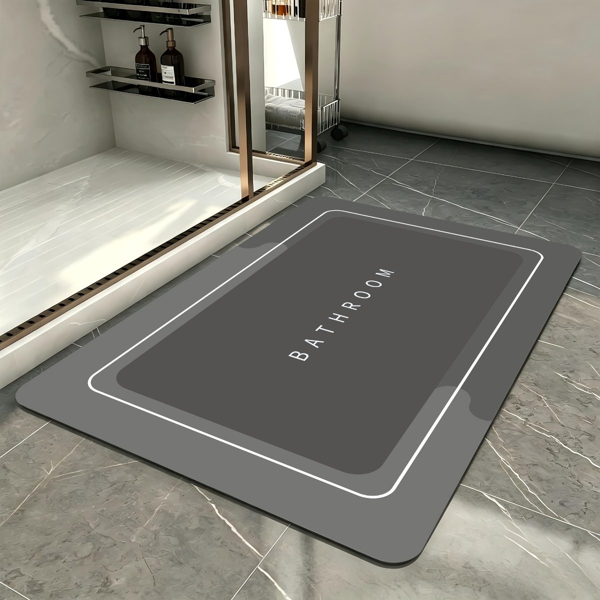Tapis de bain en diatomite épais extra large à séchage rapide, antidérapant absorbant, doux et confortable, lavable en machine et à la main, pour salles de bain, douches, buanderies · photo 4