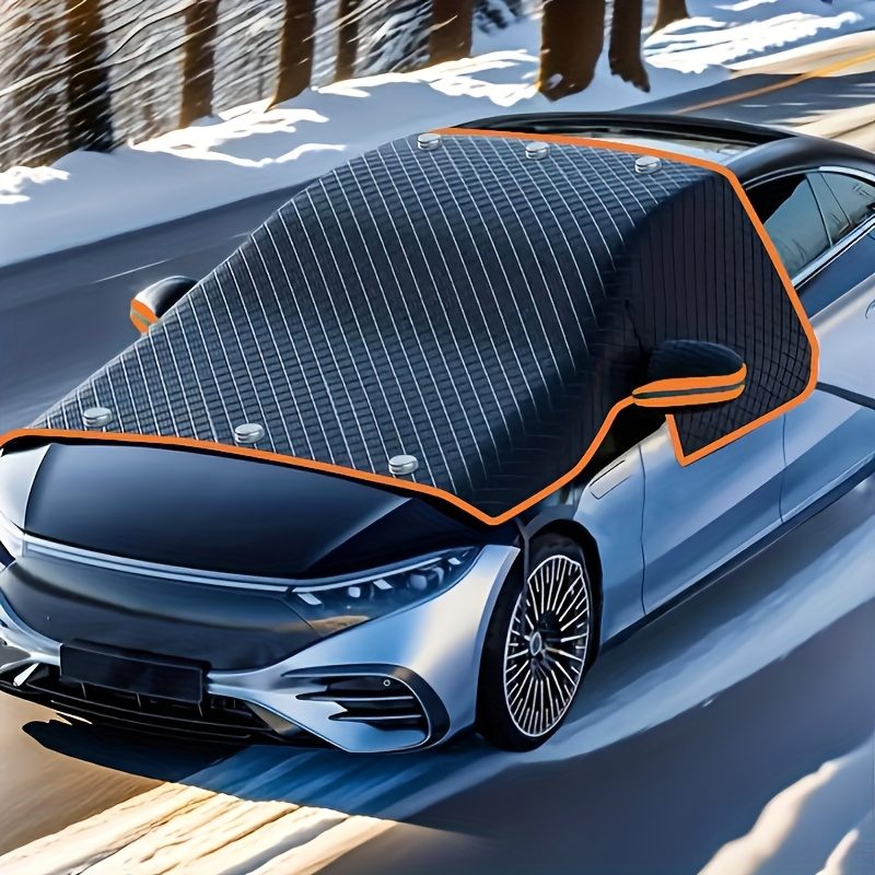 Housse de neige pour voiture Suitu,  de pare-brise, bouclier antigel, bloque la neige et la glace, pare-soleil, isolation thermique, fixation multipoints, résistante au vent, s'adapte à la plupart des véhicules, rangement pliable, plus besoin de gratter le matin, accessoire de stationnement d'hiver · photo 8