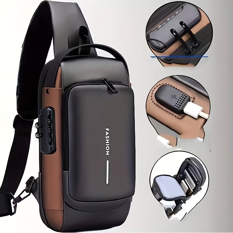 Sac à dos de moto antivol avec serrure, sac bandoulière convertible, compartiment antivol zippé, bandoulière réglable, idéal pour les trajets quotidiens et les voyages en moto, disponible en différentes tailles, sac bandoulière de moto sûr pour hommes · photo 3