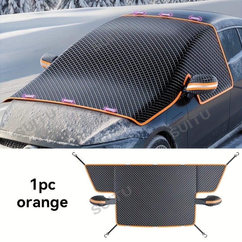 Housse de neige pour voiture Suitu,  de pare-brise, bouclier antigel, bloque la neige et la glace, pare-soleil, isolation thermique, fixation multipoints, résistante au vent, s'adapte à la plupart des véhicules, rangement pliable, plus besoin de gratter le matin, accessoire de stationnement d'hiver · photo 4