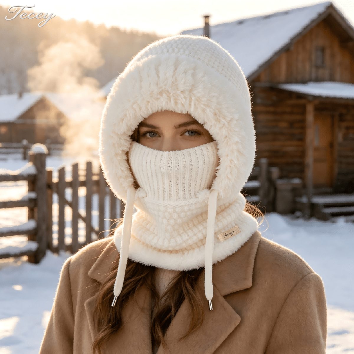 TECEY Pull d'hiver une pièce à capuche pour femmes, doublure en peluche, idéal pour le shopping, les voyages, les trajets quotidiens et la marche, noir classique polyvalent avec diverses manteaux, coupe élégante et ajustée, crée facilement une ambiance hivernale · photo 5