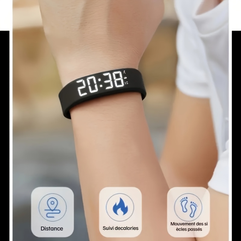 Montre bracelet LED numérique sport, podomètre et chrono · photo 7