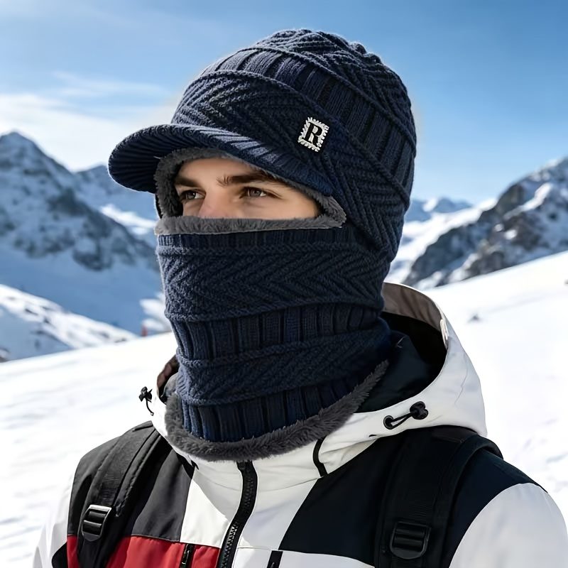 Bonnet d'hiver épais et chaud pour homme et femme - Bonnet une pièce adapté au ski, aux activités de plein air, au froid, lavable à la main, bleu marine/noir/gris/marron, unisexe pour toutes les tailles, pour le voyage, pour les accessoires · photo 4