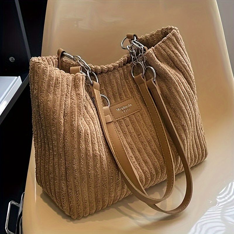 Sac bandoulière en velours côtelé pour femme, grande capacité, sac fourre-tout pour le quotidien · photo 9