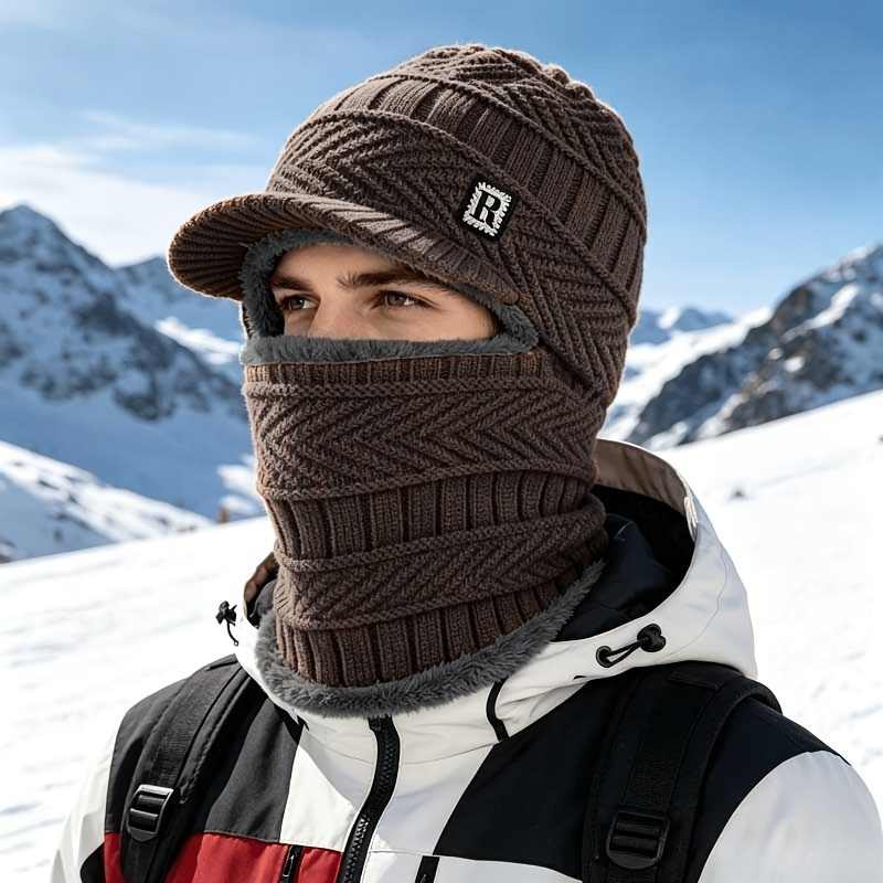 Bonnet d'hiver épais et chaud pour homme et femme - Bonnet une pièce adapté au ski, aux activités de plein air, au froid, lavable à la main, bleu marine/noir/gris/marron, unisexe pour toutes les tailles, pour le voyage, pour les accessoires · photo 5