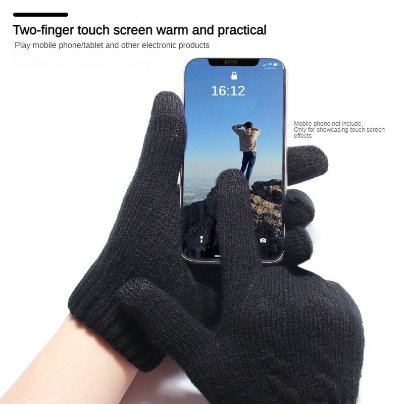 Gants tactiles chauds extra épais de 22 cm (8,7 pouces) - Gants d'hiver tricotés double épaisseur pour hommes, nouveaux arrivages compatibles · photo 7
