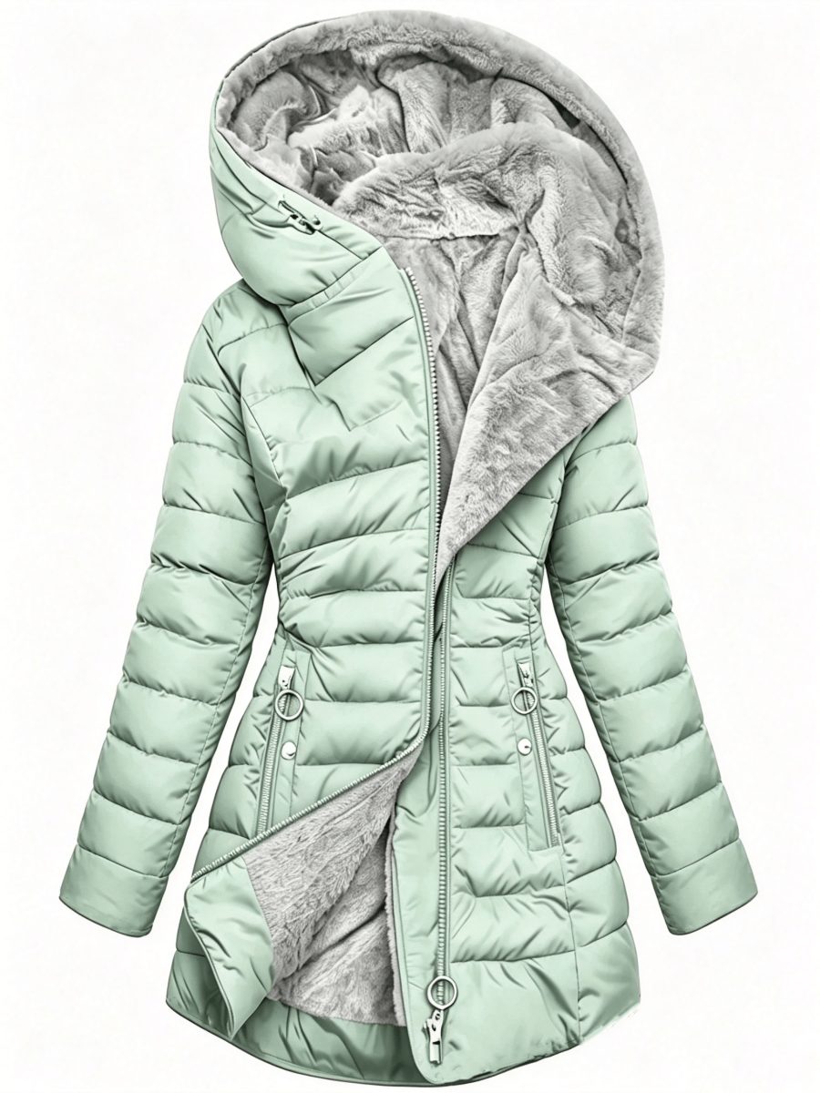Nouveau manteau d'hiver pour femmes, mi-long, doublé en polaire chaude et ample, tissu premium sélectionné, design léger et chaud à la mode, coupe profilée, adapté à diverses occasions, qu'il s'agisse du trajet urbain ou des loisirs en plein air, mettant en valeur votre charme unique · photo 3