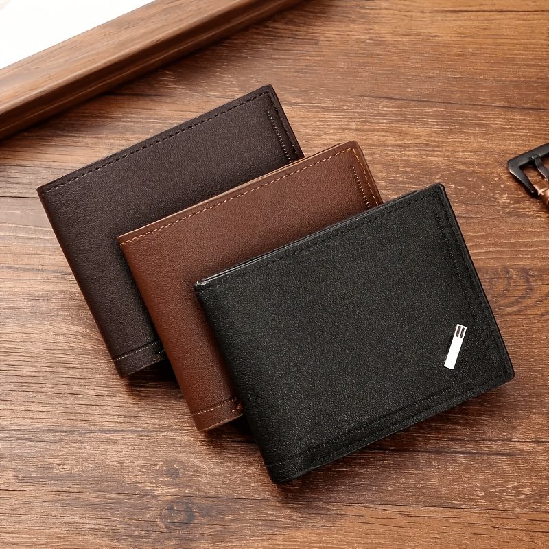 Portefeuille en PU pour Homme pour le Travail et l'Université - Porte-cartes Court Grande Capacité à Fermeture Éclair avec Boucle, Texture Litchi et Porte-monnaie à Pince, Porte-billets Compact Cadeau pour Argent, Cartes, Pièces d'Identité (Lavable à la Main, pour Événements/Jours Fériés) · photo 5
