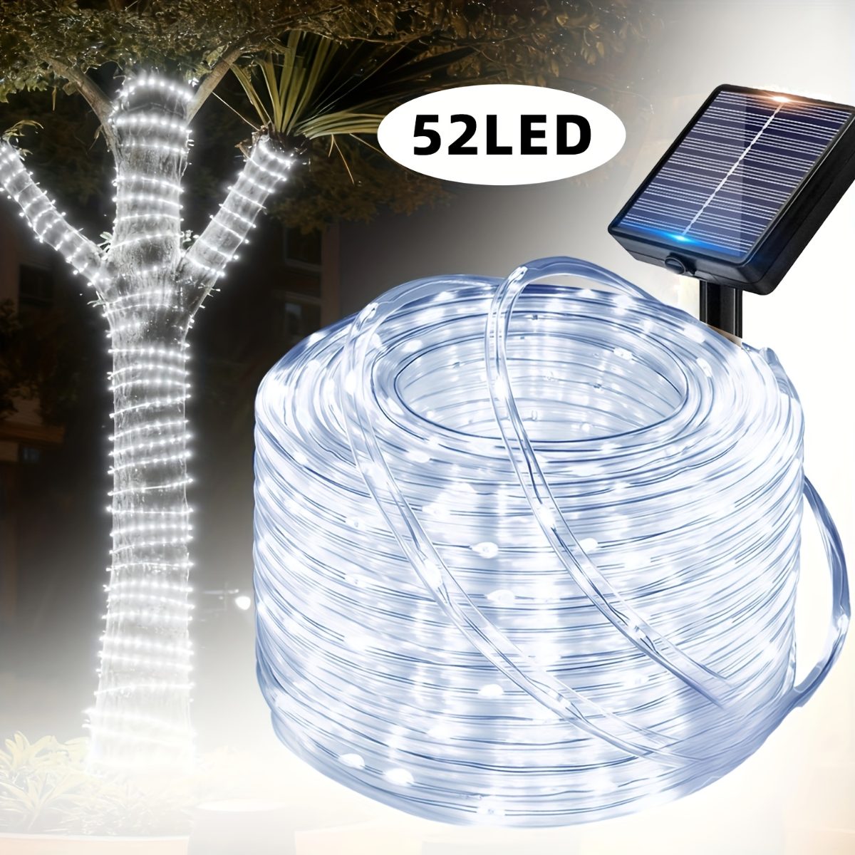 1 pièce Guirlande Lumineuse Solaire à Cordon d'Extérieur, Lumière de Jardin, Lumière pour Tuyau d'Eau, 8 Modes, IP65, Deux Couleurs Disponibles, Tube Transparent Flexible Adapté aux Jardins, Arrière-cours, Patios, Terrasses, Porches, Piscines, Décoration d'Arbre, Thanksgiving, Halloween · photo 8