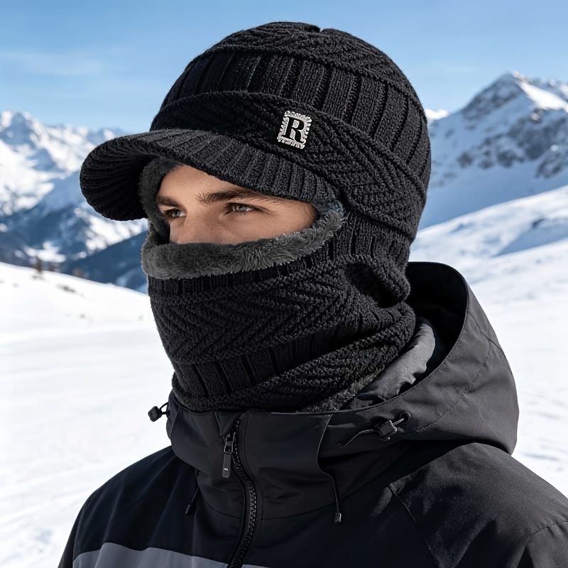 Bonnet d'hiver épais et chaud pour homme et femme - Bonnet une pièce adapté au ski, aux activités de plein air, au froid, lavable à la main, bleu marine/noir/gris/marron, unisexe pour toutes les tailles, pour le voyage, pour les accessoires · photo 2
