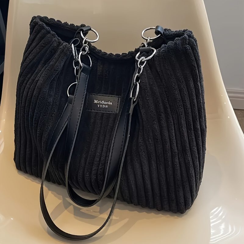 Sac bandoulière en velours côtelé pour femme, grande capacité, sac fourre-tout pour le quotidien · photo 13