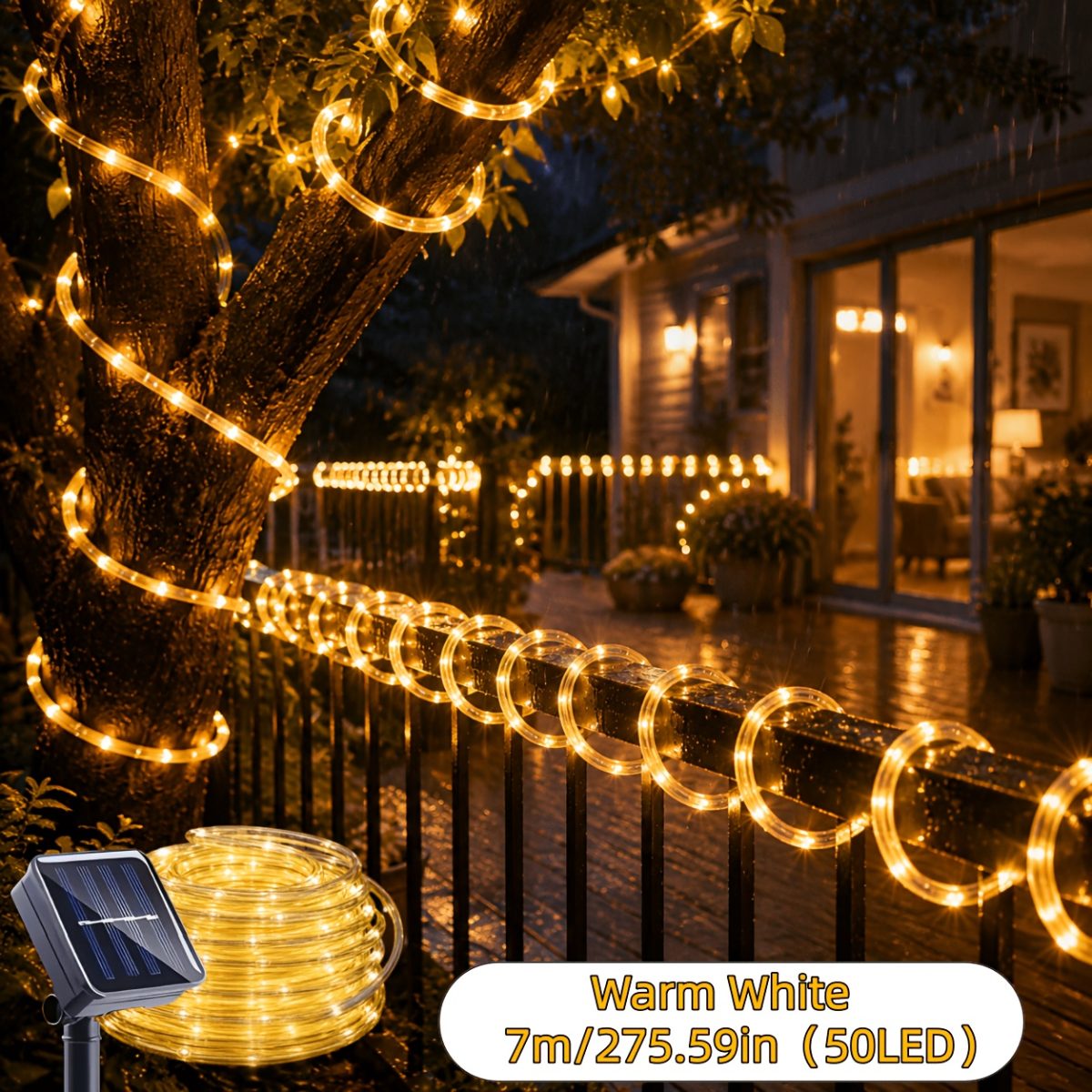 1 pièce Guirlande Lumineuse Solaire à Cordon d'Extérieur, Lumière de Jardin, Lumière pour Tuyau d'Eau, 8 Modes, IP65, Deux Couleurs Disponibles, Tube Transparent Flexible Adapté aux Jardins, Arrière-cours, Patios, Terrasses, Porches, Piscines, Décoration d'Arbre, Thanksgiving, Halloween · photo 5