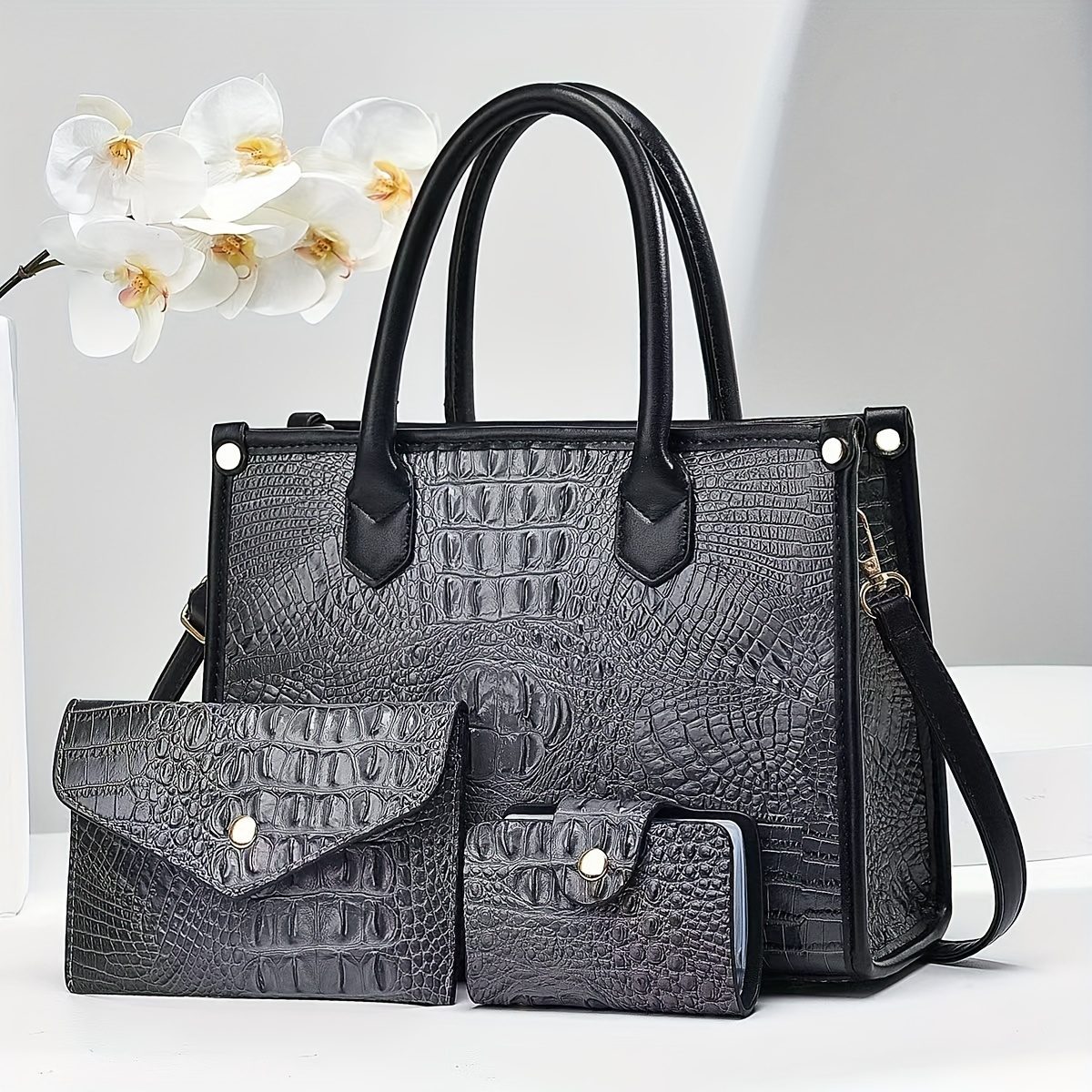 Lot de 3 sacs à main motif crocodile tendance et jeune · photo 9