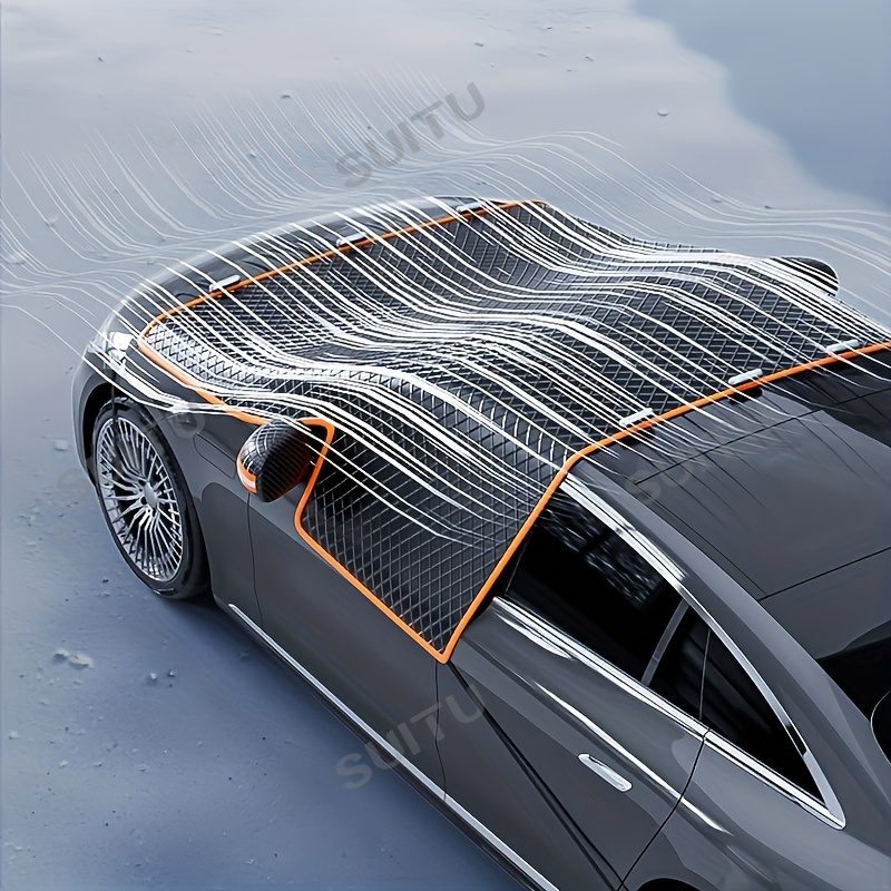 Housse de neige pour voiture Suitu,  de pare-brise, bouclier antigel, bloque la neige et la glace, pare-soleil, isolation thermique, fixation multipoints, résistante au vent, s'adapte à la plupart des véhicules, rangement pliable, plus besoin de gratter le matin, accessoire de stationnement d'hiver · photo 5