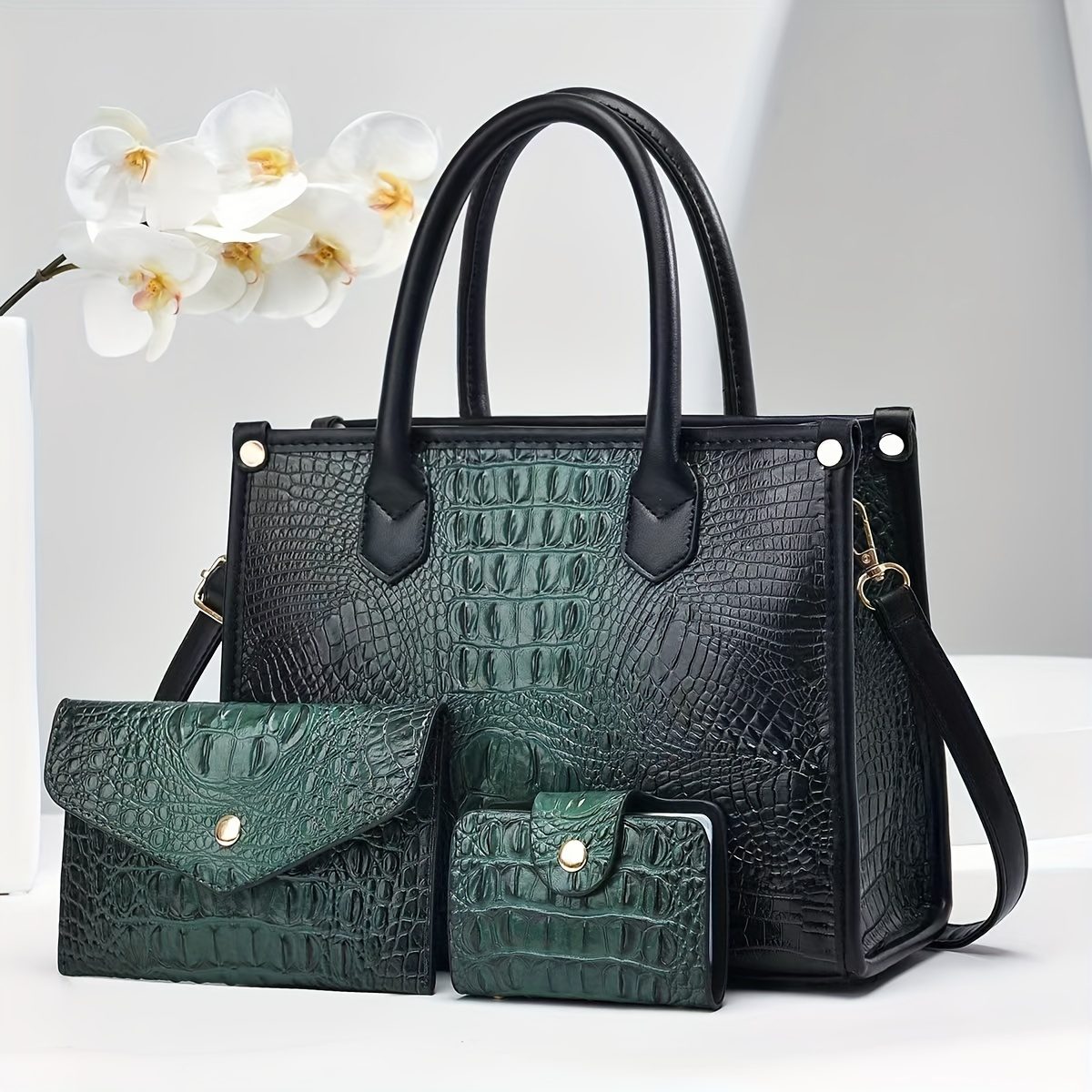 Lot de 3 sacs à main motif crocodile tendance et jeune · photo 2