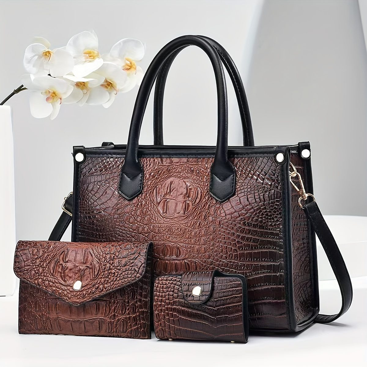 Lot de 3 sacs à main motif crocodile tendance et jeune · photo 6