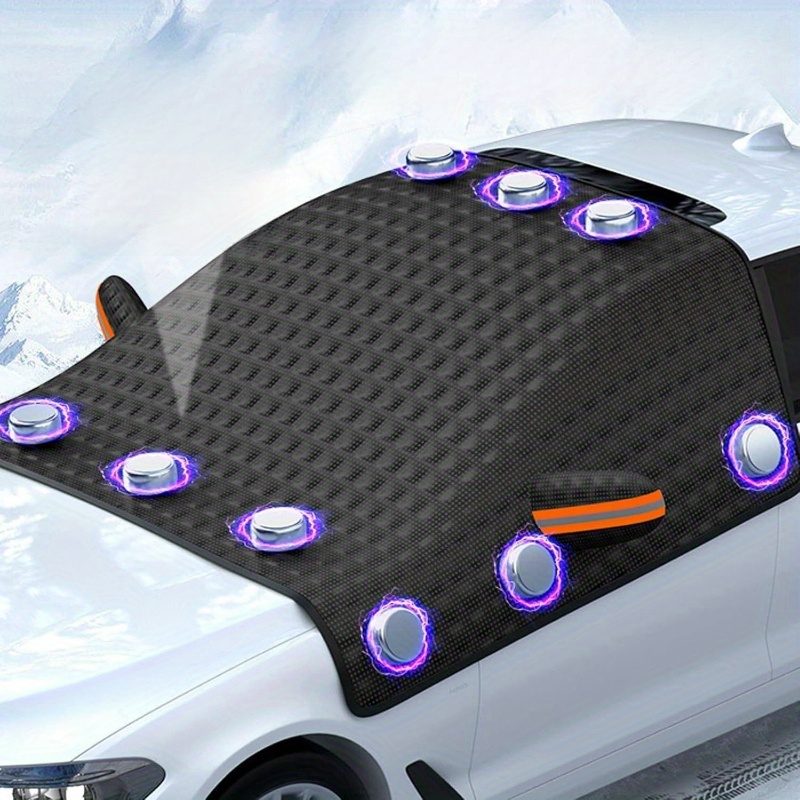 Housse de neige pour voiture Suitu,  de pare-brise, bouclier antigel, bloque la neige et la glace, pare-soleil, isolation thermique, fixation multipoints, résistante au vent, s'adapte à la plupart des véhicules, rangement pliable, plus besoin de gratter le matin, accessoire de stationnement d'hiver · photo 10