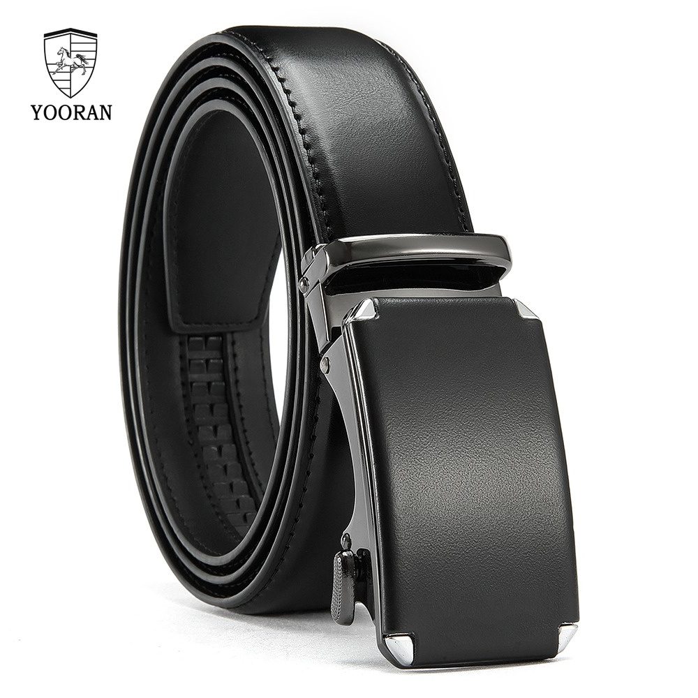 Oyifan Ceinture en cuir de vachette double épaisseur avec boucle automatique pour hommes d'affaires, ceinture en cuir décontractée et tendance pour hommes, parfaite pour le quotidien du gentleman, ceintures de loisirs faciles à porter pour pantalons · photo 2