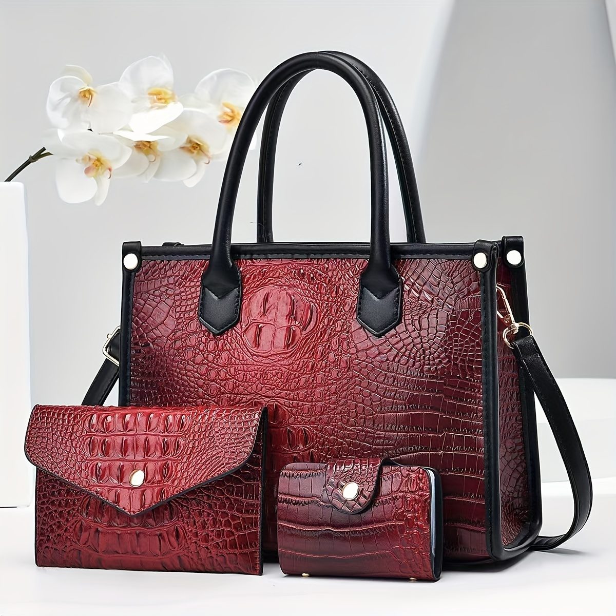 Lot de 3 sacs à main motif crocodile tendance et jeune · photo 7