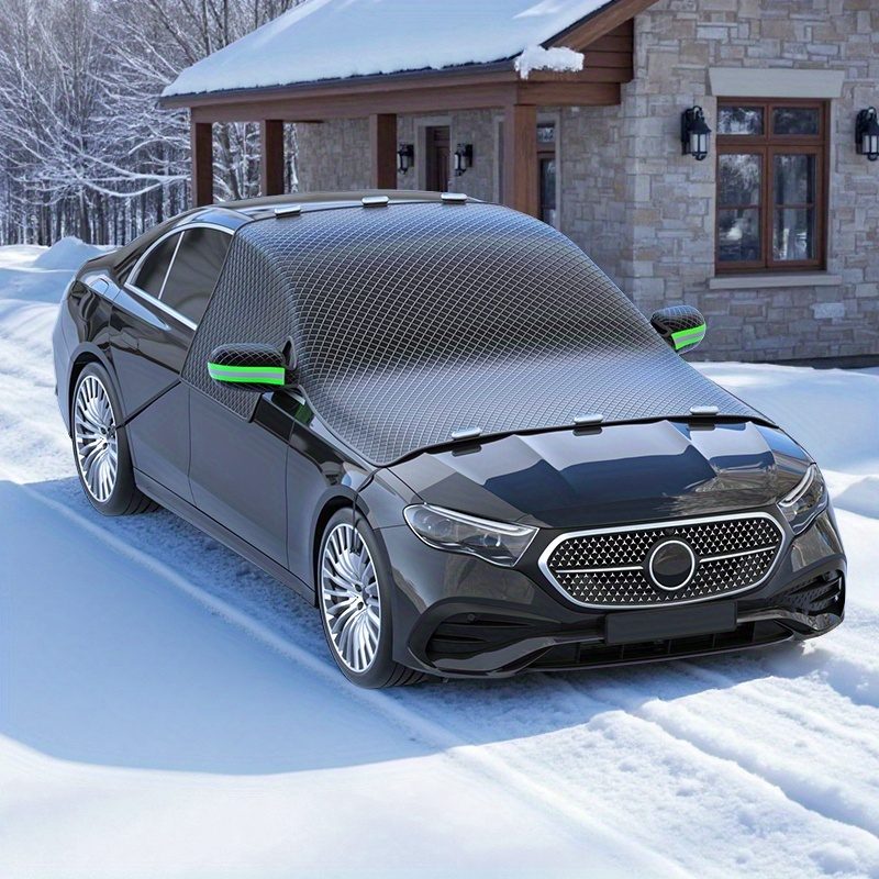 Housse de neige pour voiture Suitu,  de pare-brise, bouclier antigel, bloque la neige et la glace, pare-soleil, isolation thermique, fixation multipoints, résistante au vent, s'adapte à la plupart des véhicules, rangement pliable, plus besoin de gratter le matin, accessoire de stationnement d'hiver · photo 9