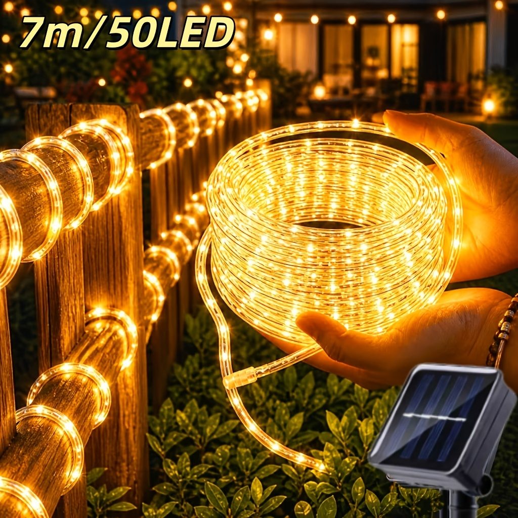 1 pièce Guirlande Lumineuse Solaire à Cordon d'Extérieur, Lumière de Jardin, Lumière pour Tuyau d'Eau, 8 Modes, IP65, Deux Couleurs Disponibles, Tube Transparent Flexible Adapté aux Jardins, Arrière-cours, Patios, Terrasses, Porches, Piscines, Décoration d'Arbre, Thanksgiving, Halloween · photo 14