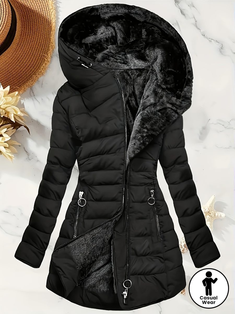Nouveau manteau d'hiver pour femmes, mi-long, doublé en polaire chaude et ample, tissu premium sélectionné, design léger et chaud à la mode, coupe profilée, adapté à diverses occasions, qu'il s'agisse du trajet urbain ou des loisirs en plein air, mettant en valeur votre charme unique · photo 2