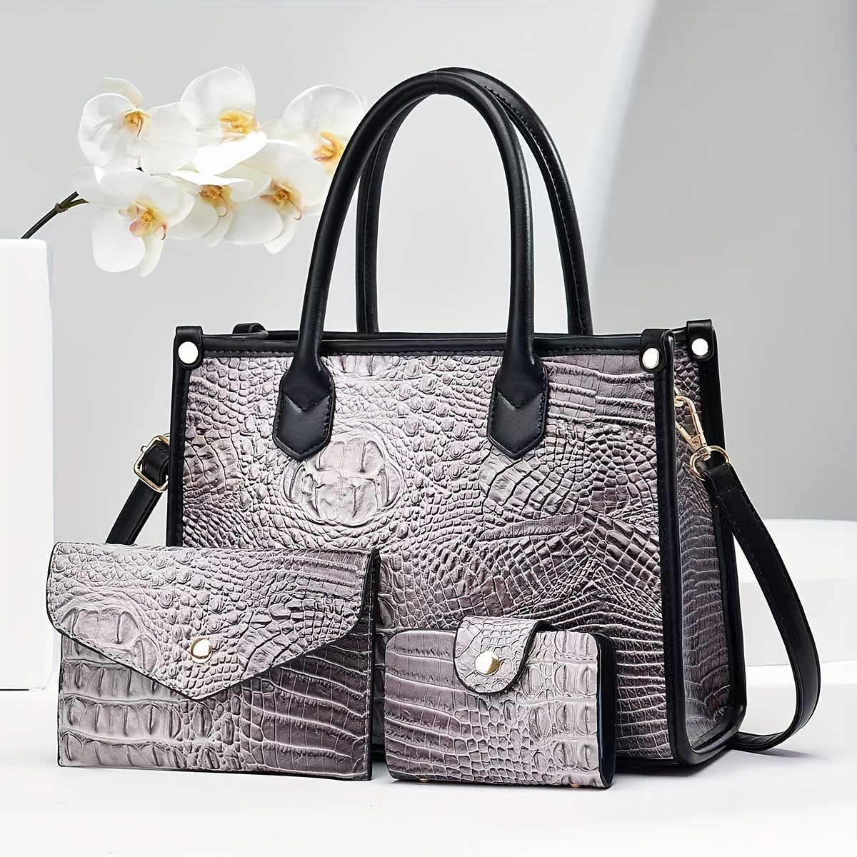 Lot de 3 sacs à main motif crocodile tendance et jeune · photo 8