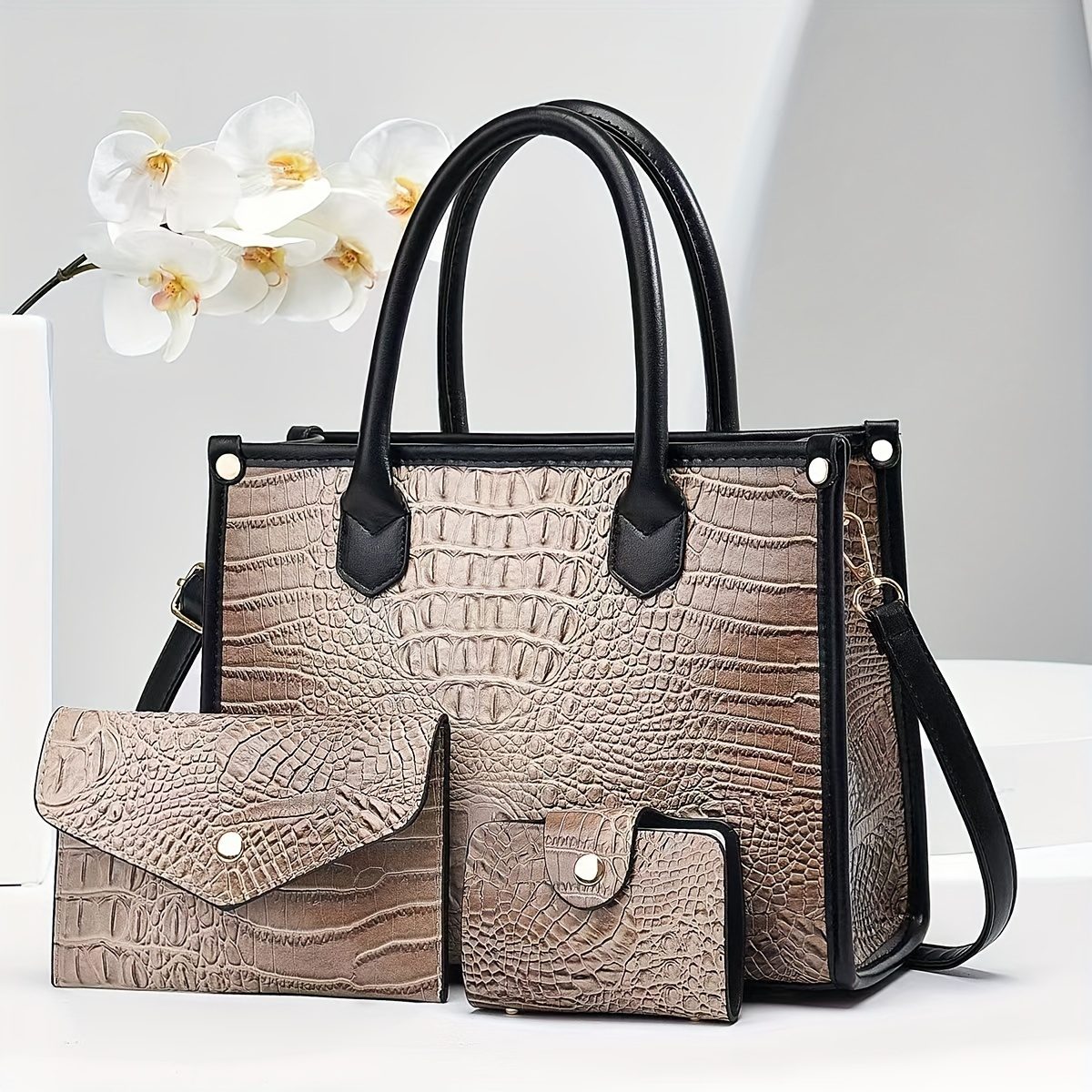 Lot de 3 sacs à main motif crocodile tendance et jeune · photo 5